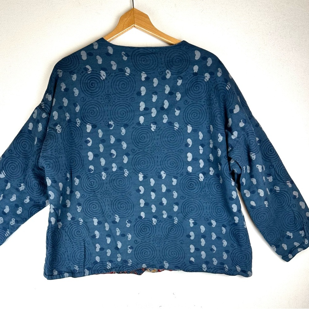 Reversible Button Up Patchwork‎ & Embroidered Jacket Lightweight Office - Picture 5 of 13